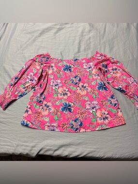 Lilly Pulitzer Lessa Pink Floral Off-Shoulder Blouse